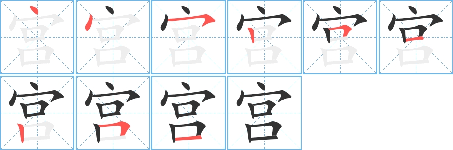 宫字的笔画顺序