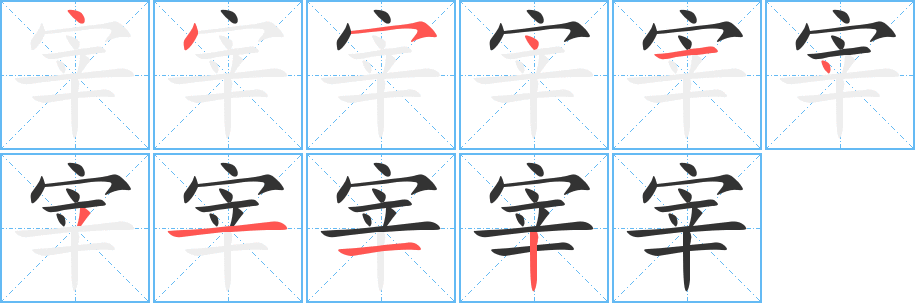 宰字的笔画顺序