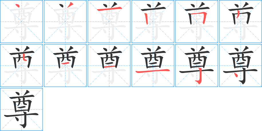 尊字的笔画顺序