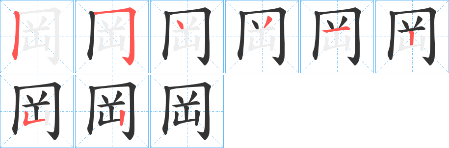 岡字的笔画顺序