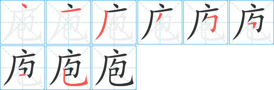 庖字的笔画顺序