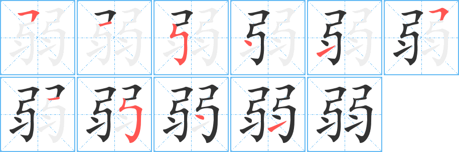 弱字的笔画顺序