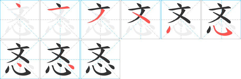 忞字的笔画顺序