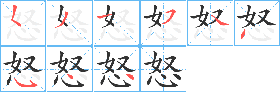 怒字的笔画顺序