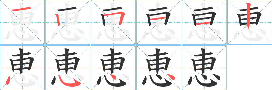 恵字的笔画顺序