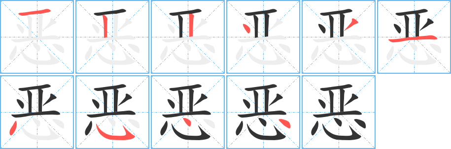 恶字的笔画顺序