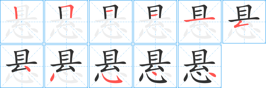 悬字的笔画顺序