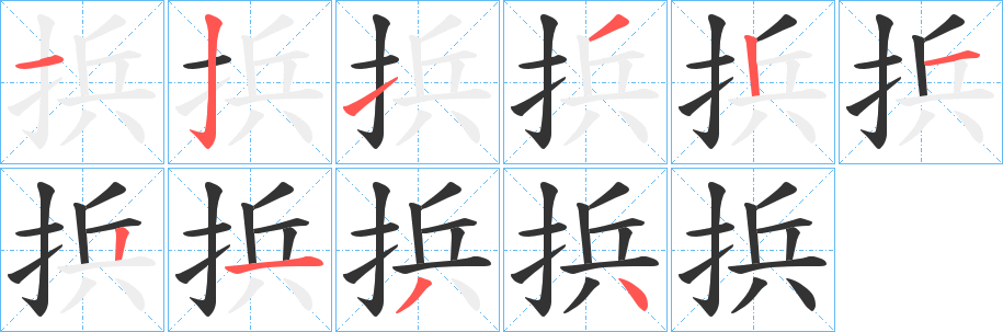 捠字的笔画顺序