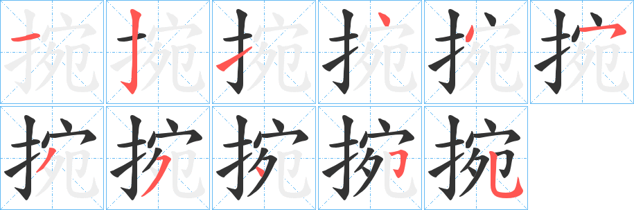 捥字的笔画顺序