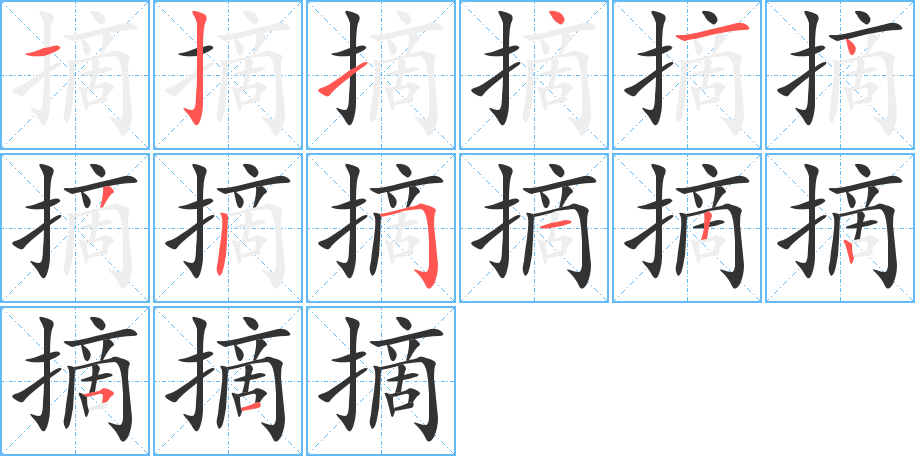 摘字的笔画顺序