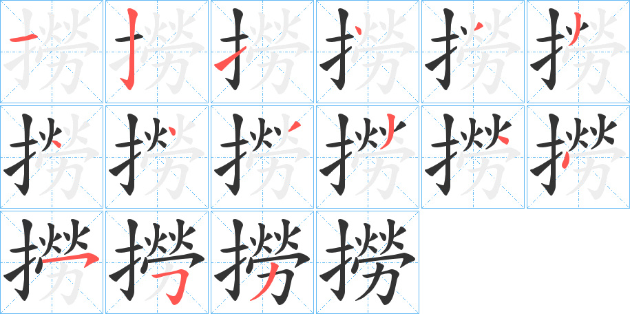 撈字的笔画顺序