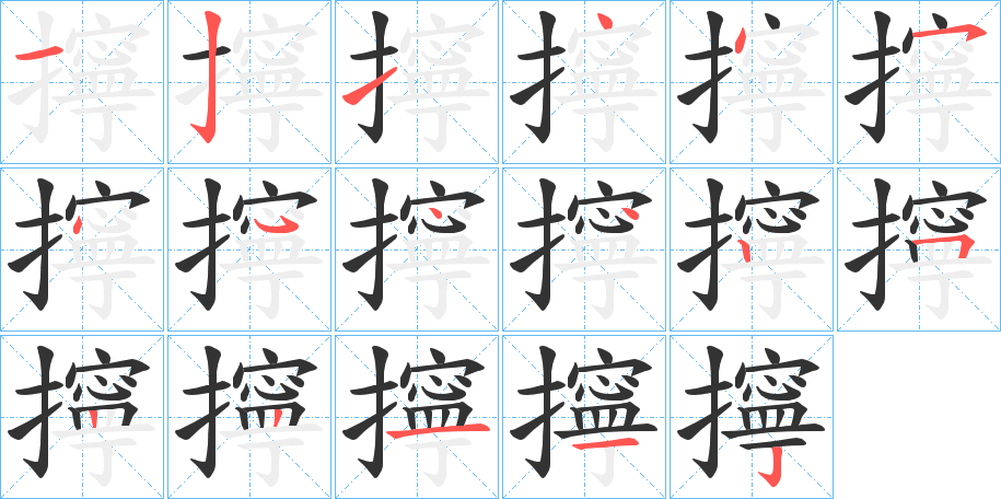 擰字的笔画顺序