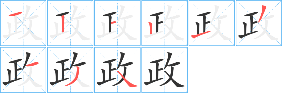政字的笔画顺序