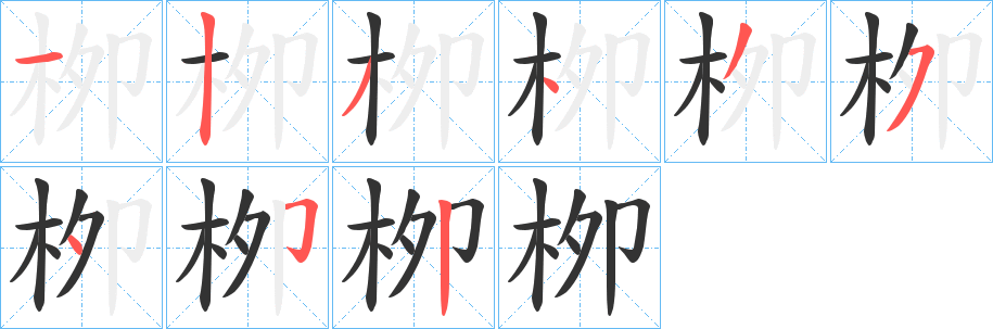 栁字的笔画顺序