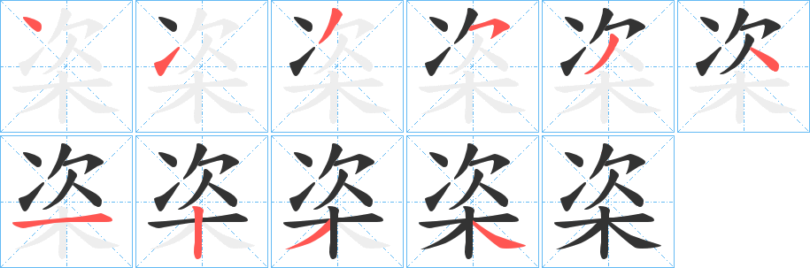 栥字的笔画顺序