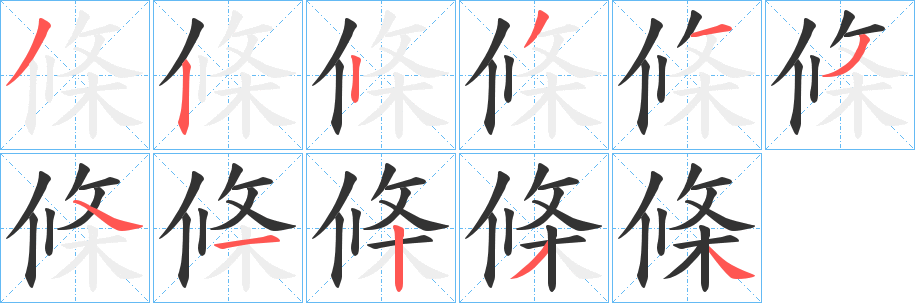 條字的笔画顺序