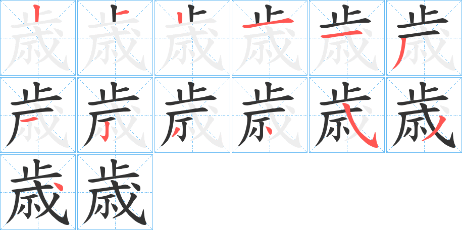 歳字的笔画顺序