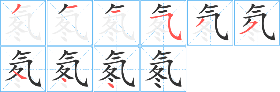 氡字的笔画顺序
