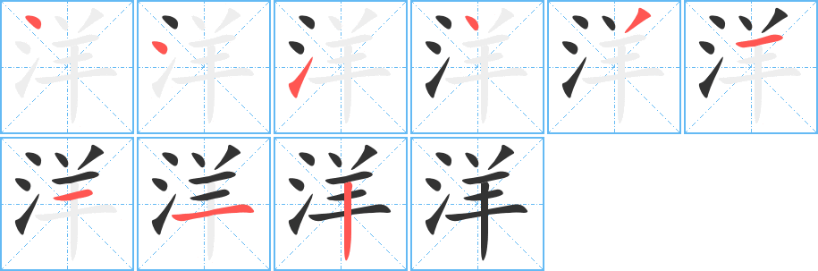 洋字的笔画顺序
