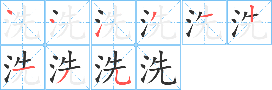 洗字的笔画顺序