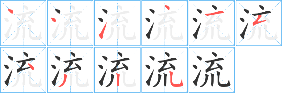流字的笔画顺序