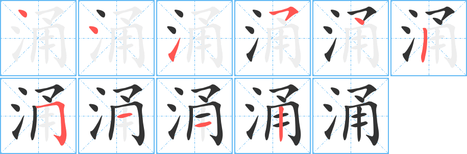 涌字的笔画顺序