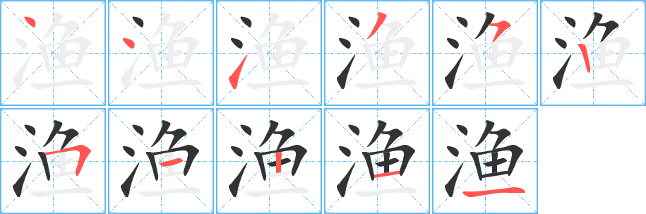 渔字的笔画顺序