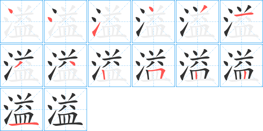 溢字的笔画顺序