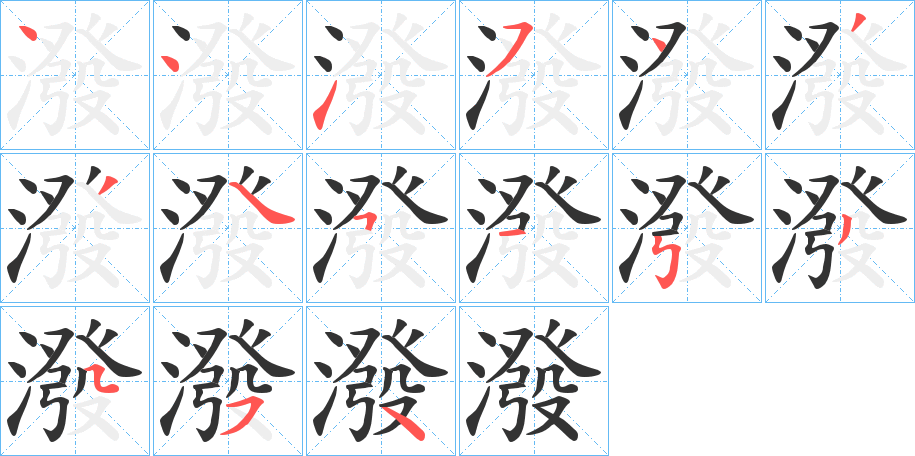 潑字的笔画顺序
