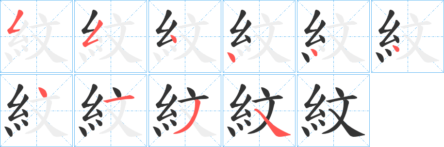 紋字的笔画顺序