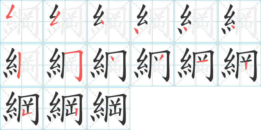 綱字的笔画顺序