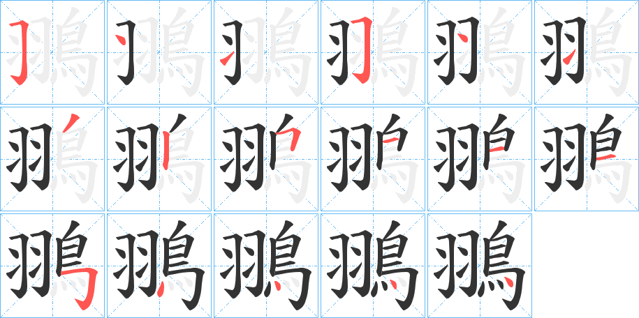 翵字的笔画顺序