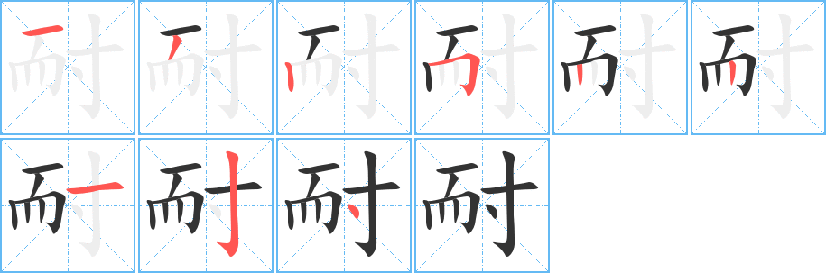 耐字的笔画顺序