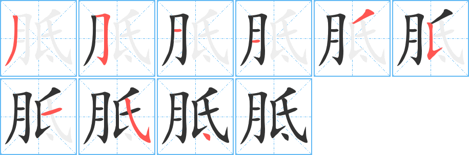 胝字的笔画顺序