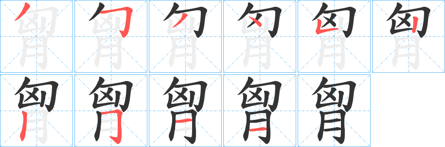 胷字的笔画顺序
