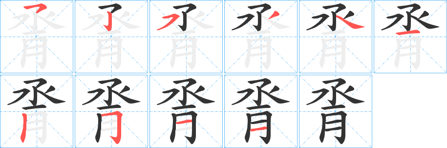 脀字的笔画顺序