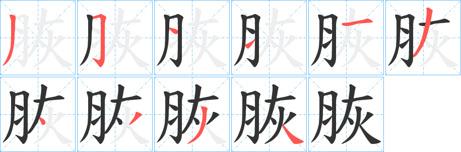 脄字的笔画顺序