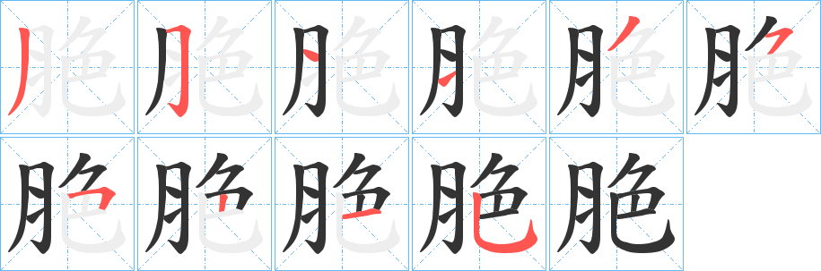 脃字的笔画顺序