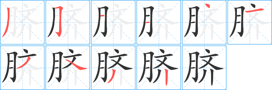 脐字的笔画顺序