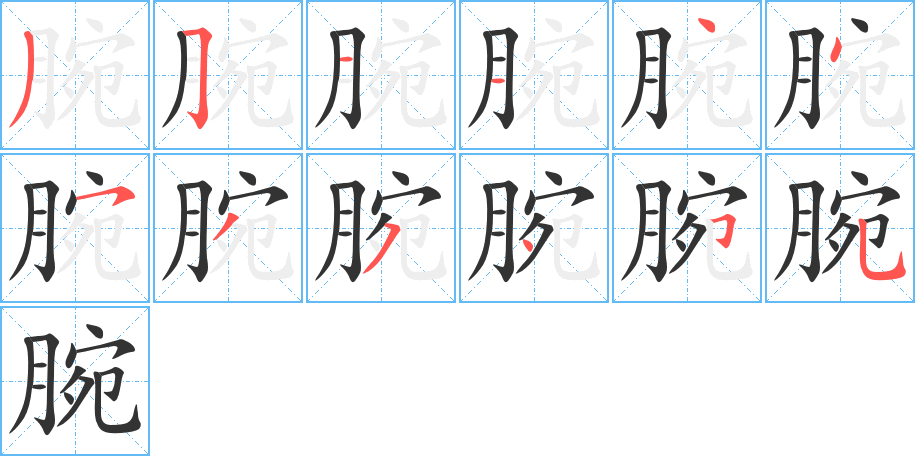 腕字的笔画顺序