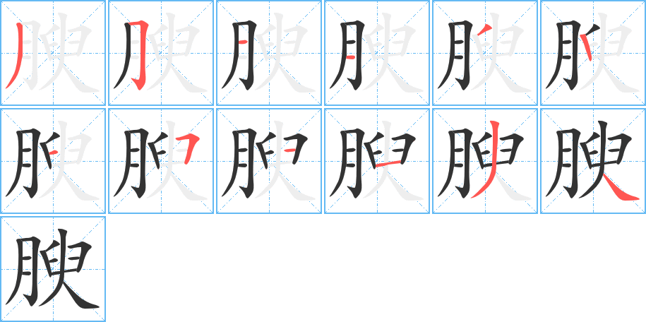 腴字的笔画顺序