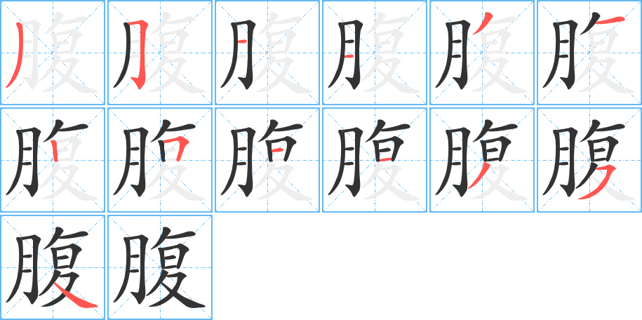 腹字的笔画顺序