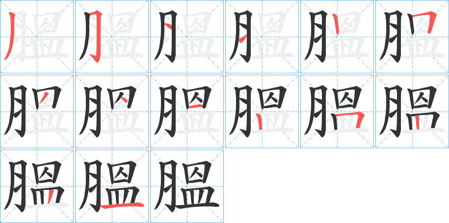 膃字的笔画顺序