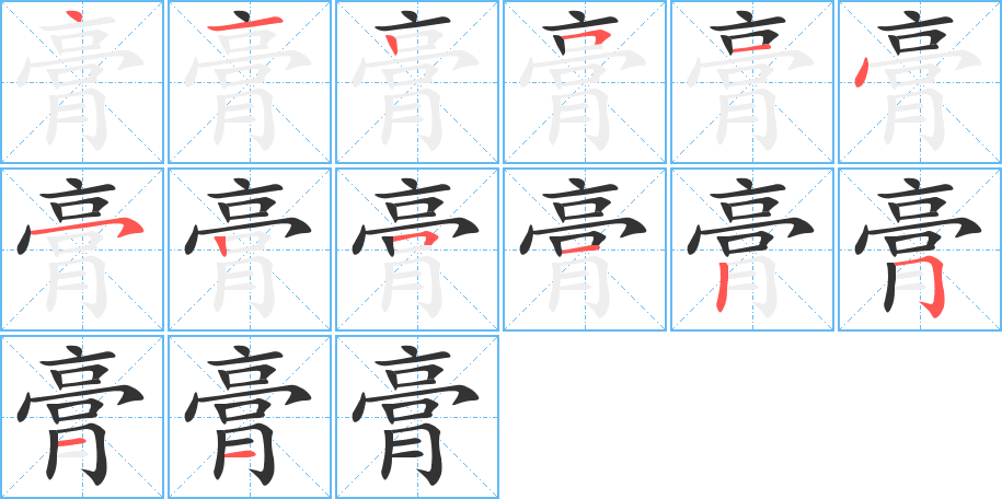 膏字的笔画顺序