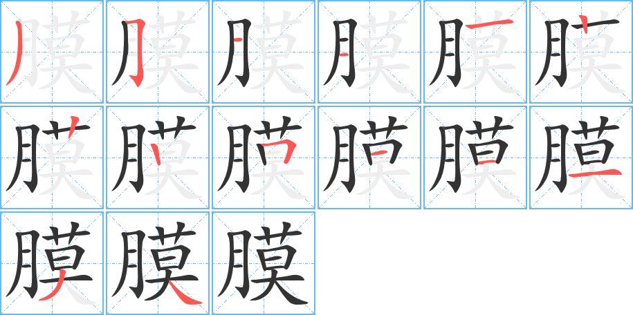 膜字的笔画顺序