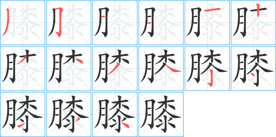 膝字的笔画顺序
