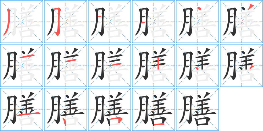 膳字的笔画顺序