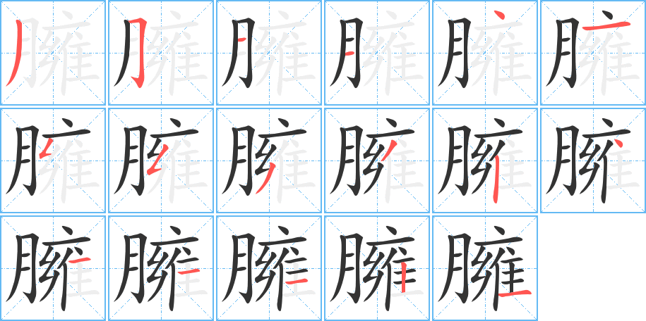 臃字的笔画顺序