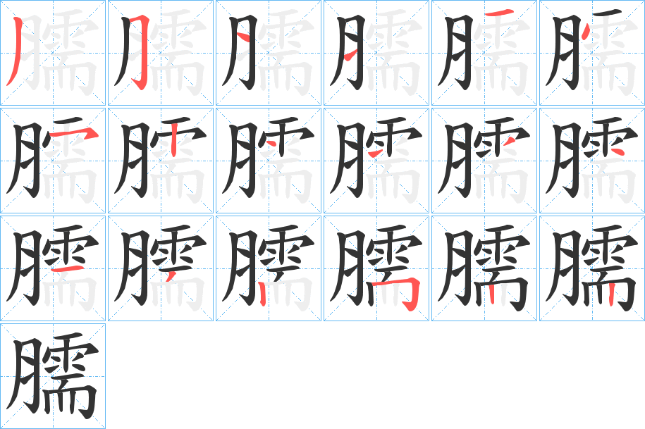 臑字的笔画顺序