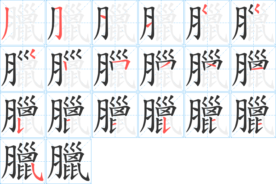 臘字的笔画顺序